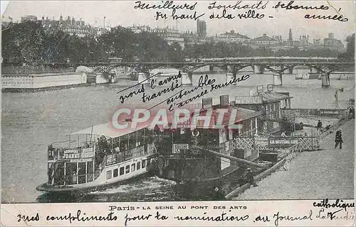 Ansichtskarte AK Paris La Seine au Pont des Arts Bateau Peniche Lessive