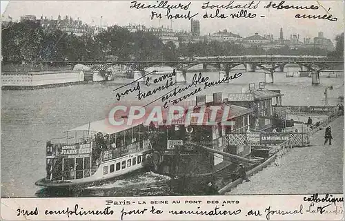 Cartes postales Paris La Seine au Pont des Arts Bateau Peniche Lessive
