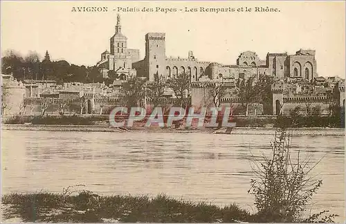 Cartes postales Avignon Palais des Papes Les Remparts et le Rhone