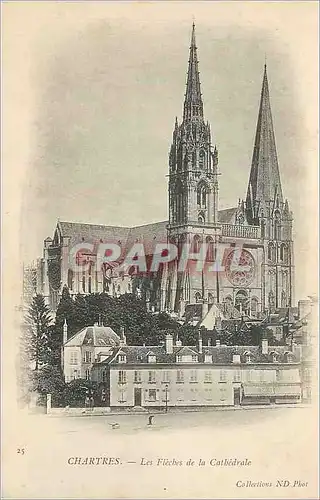 Cartes postales Chartres Les Fleches de la Cathedrale (carte 1900)