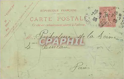 Entier Postal 10c Semeuse Lignee pour Paris (numero 509)