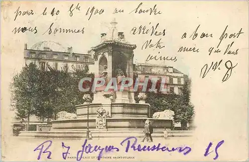 Ansichtskarte AK Paris Place et Fontaine Saint Sulpice (carte 1900)