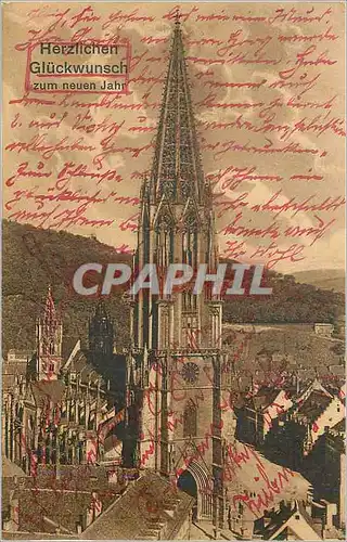 Cartes postales Herzlichen Gluckwunsch zum neuen Jahr Munster mit Schlossberg