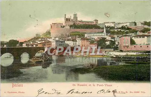 Ansichtskarte AK Beziers St Nazaire et le Pont Vieux Bateau