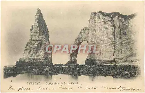 Ansichtskarte AK Etretat L'Aiguille et la Porte d'Aval (carte 1900)