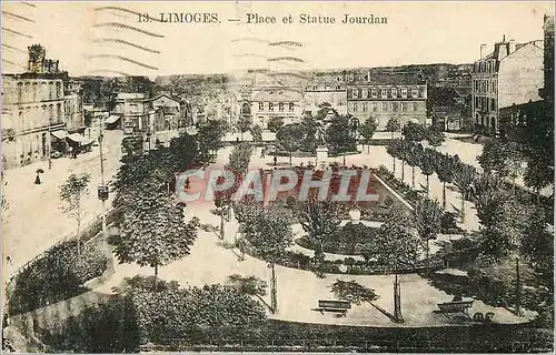 Cartes postales Limoges Place et Statue Jourdan