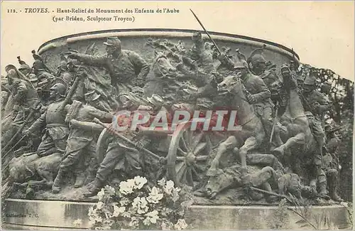Cartes postales Troyes Haut Relief du Monument des Enfants de l'Aube Militaria