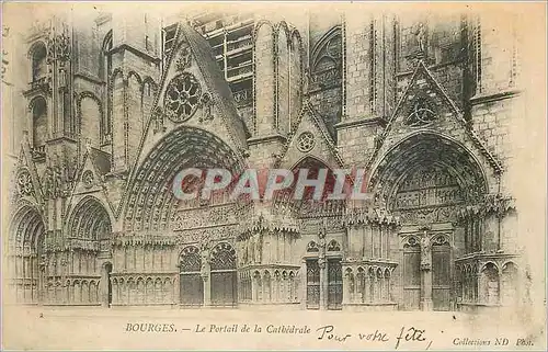 Ansichtskarte AK Bourges le Portail de la Cathedrale (carte 1900)