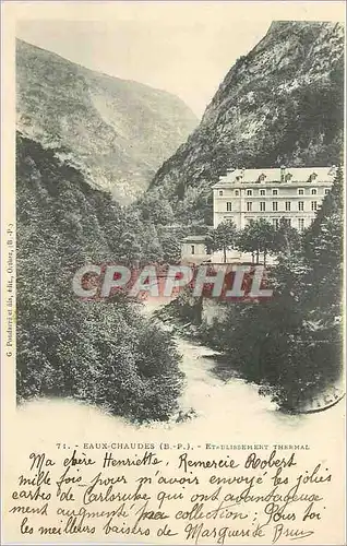 Ansichtskarte AK Eaux Chaudes (B P) Etablissement Thermal (carte 1900)