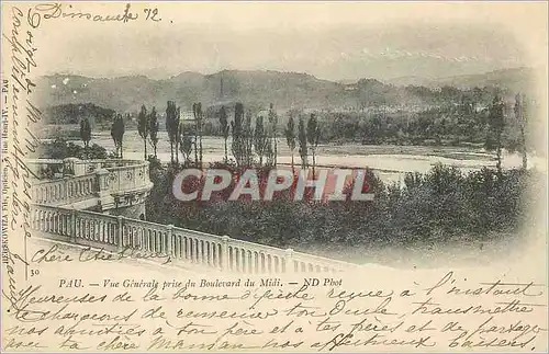 Cartes postales Pau vue Generale prise du Boulevard du Midi (carte 1900)