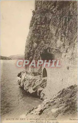 Cartes postales Route de Nice a Monaco la Corniche