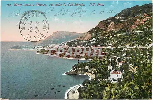 Cartes postales Monte Carlo a Monaco vue prise du Cap Martin