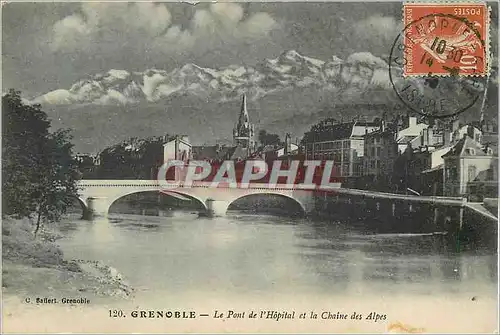 Ansichtskarte AK Grenoble le Pont de l'Hopital et la Chaine des Alpes