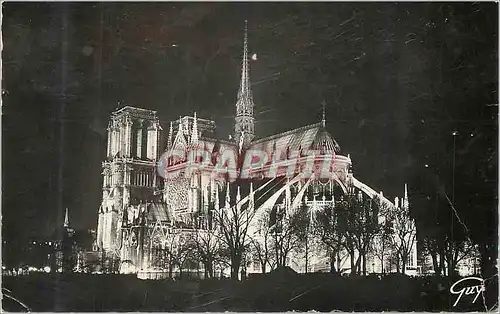 Moderne Karte Paris et des Merveilles vue prise la Nuit Notre Dame