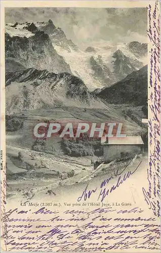 Cartes postales Meije (3987m) vue prise de l'Hotel Juge a la Grave (carte 1900)
