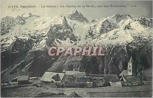 Cartes postales Dauphine la Grave La chaine de la Meije vue des terrasses