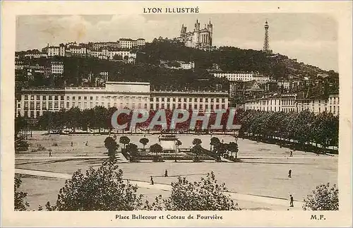 Cartes postales Lyon Illustre Place Bellecour et Coteau de Fourviere