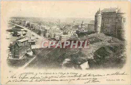 Cartes postales Dieppe Vue Generale de la Ville et du Ch�teau (carte 1900)