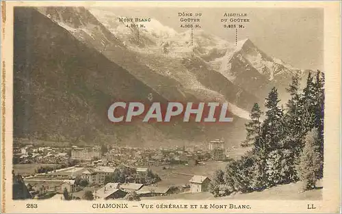 Cartes postales Chamonix Vue Generale et le Mont Blanc