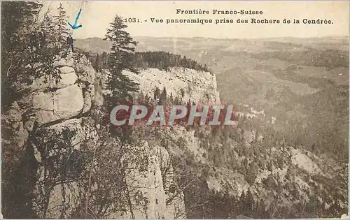 Ansichtskarte AK Frontiere Franco Suisse Vue Panoramique prise des Rochers de la Cendree