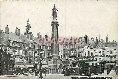 Ansichtskarte AK Lille La Grand Place et la Colonne Tramway