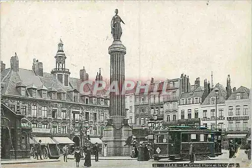 Cartes postales Lille La Grand Place et la Colonne Tramway