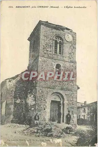 Cartes postales Beaumont pres Charny (Meuse) L'Eglise Bombardee Militaria
