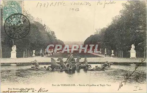 Cartes postales Parc de Versailles Bassin d'Apollon et Tapis Vert