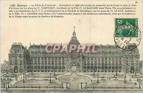 Cartes postales Rennes Le Palais du Commerce Commence en 1885
