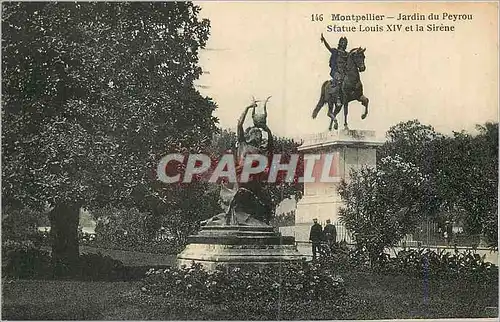 Ansichtskarte AK Montpellier Jardin du Peyrou Statue Louis XIV et la Sirene
