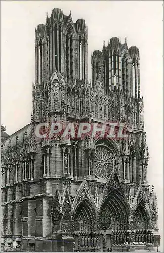 Moderne Karte Reims (Marne) La Cathedrale Facade principale prise avant 1914