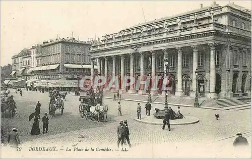 Cartes postales Bordeaux La Place de la Comedie Caleche Chevaux