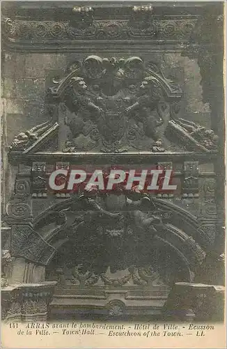 Cartes postales Arras avant le Bombardement Hotel de Ville Ecusson de la Ville