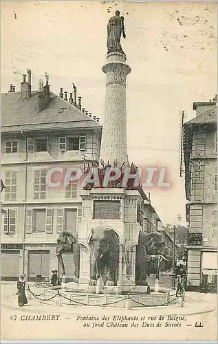 Ansichtskarte AK Chambery Fontaine des Elephants et rue de Boigne