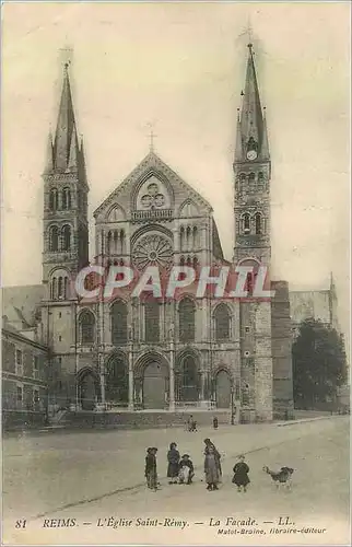 Cartes postales Reims L'Eglise Saint Remy La Facade Enfants