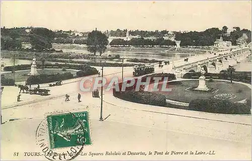 Cartes postales Tours La Place des Arts Les Squares Rabelais et Descartes Tramway