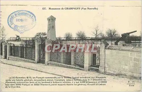 Cartes postales Monument de Champigny (Vue Nouvelle) Militaria