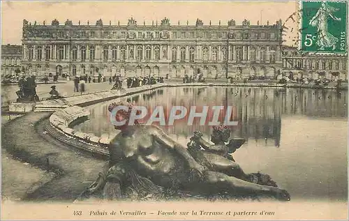 Cartes postales Palais de Versailles Facade sur la Terrasse et Parterre d'Eau