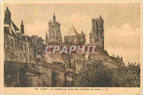 Cartes postales Laon La Cathedrale prise des Remparts du Nord