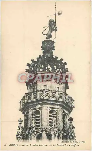 Cartes postales Arras avant la Terrible Guerre Le Sommet du Beffroi Lion
