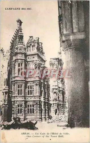 Cartes postales Arras L'Hotel de Ville Campagne 1914 1917