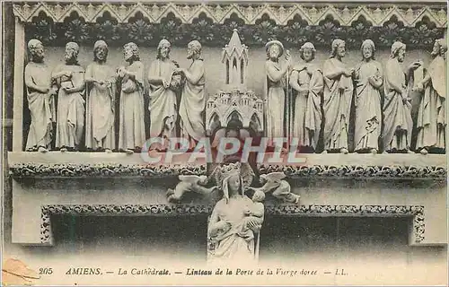 Cartes postales Amiens La Cathedrale Linteau de la Porte de la Vierge Doree