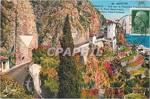 Cartes postales Menton Crimaldi Vue sur la Frontiere Franco Italien et le Pont Saint Louis