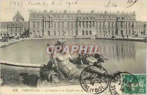 Cartes postales Versailles Le Chateau et la Chapelle vu du Parc