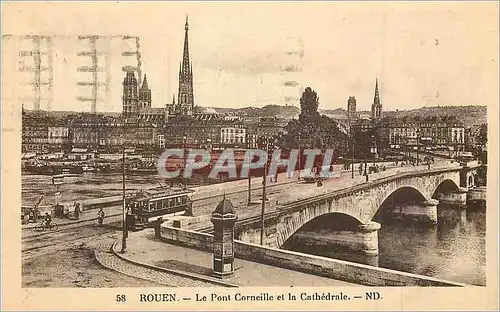 Cartes postales Rouen Le Pont Corneille et la Cathedrale Tramway