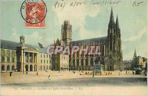 Ansichtskarte AK Rouen La Place et l'Eglise Saint Ouen