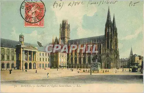 Cartes postales Rouen La Place et l'Eglise Saint Ouen