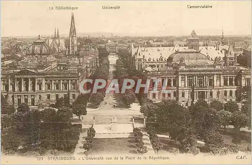 Cartes postales Strasbourg l'Universite vue de la Place de la Republique