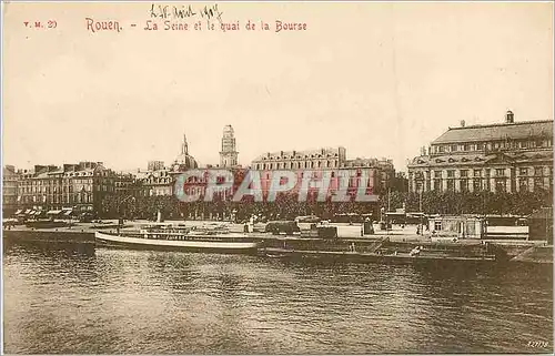 Cartes postales Rouen la Seine et le Quai de la Bourse Bateau