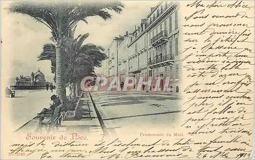 Cartes postales Souvenir de Nice Promenade du Midi (carte 1900)